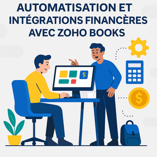 alt_text: Cover image for a report on financial automation with Zoho Books, blending tech and finance elements.