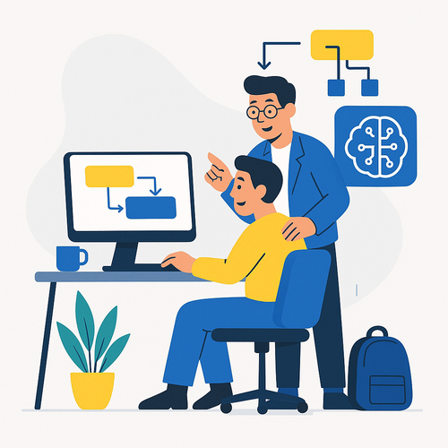 alt_text: Cover image showcasing PME's journey from RPA to hyper-automation with AI in a modern workspace.