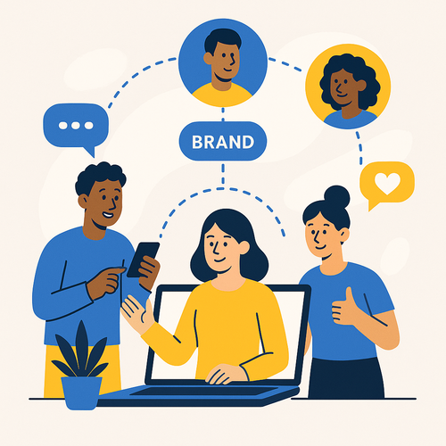 alt_text: Cover image showcasing diverse individuals connecting online, emphasizing community building around a brand.