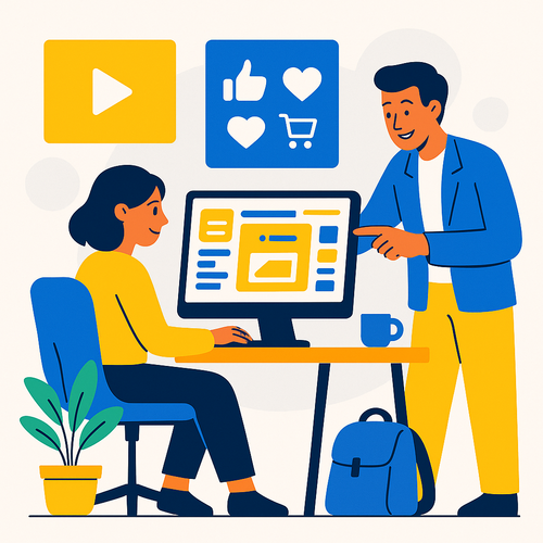 alt_text: Vibrant cover image showcasing small businesses thriving through social media, video content, and commerce.