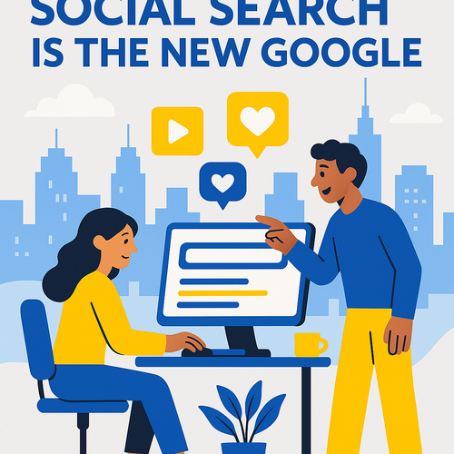 alt_text: Cover image showcasing "Social Search as the New Google" with vibrant cityscape and digital interactions.