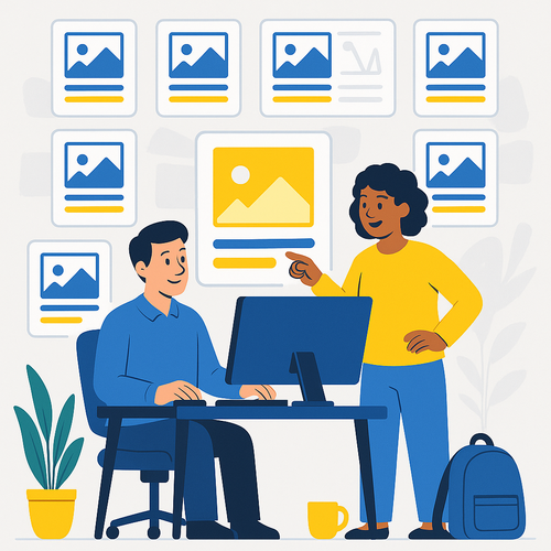 alt_text: Vibrant cover illustrating originality amid a clutter of repetitive AI-generated content elements.